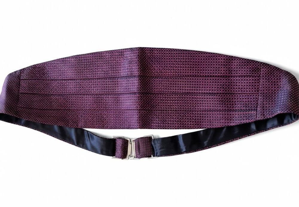 VTG Brooks Brothers Silk Cummerbund Burgundy Maroon Geometric Dot Formal Tuxedo